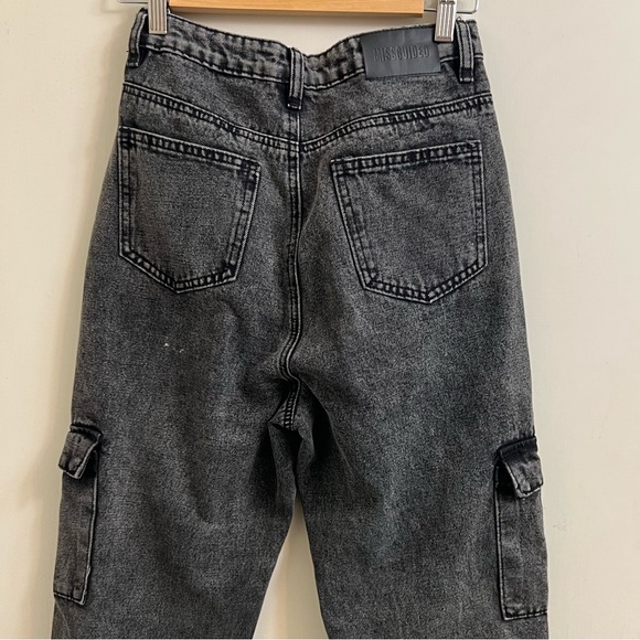Misguided Black Women High Rise Flap Pockets  Cargo Jogger Jeans - Picture 5 of 9